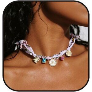 Chic Adjustable Scarf Necklace with Butterfly Pendant – Perfect for Beach Days